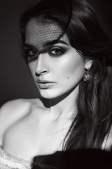 Beautiful sexy brunette woman evening make-up beauty portrait