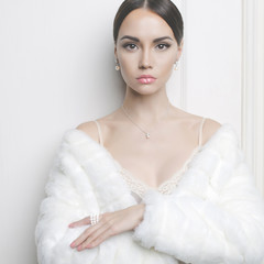 Elegant lady in fur coat