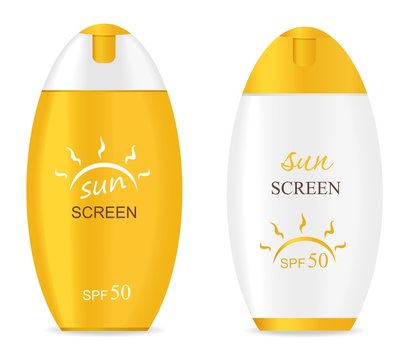 Two Containers Of Sun Cream Isolated On White