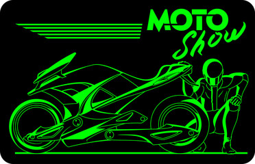 Obraz premium motorcycle sports prototype with a motorcyclist in a helmet, dra