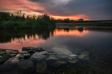 sunset over lake