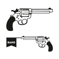 Revolver (gun) with a flag