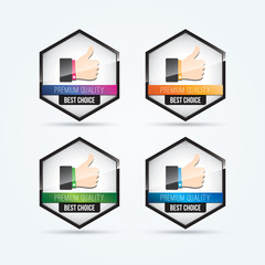 Four vector badges Best choice, Premium quality