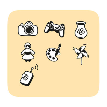 Set of cute playing icons