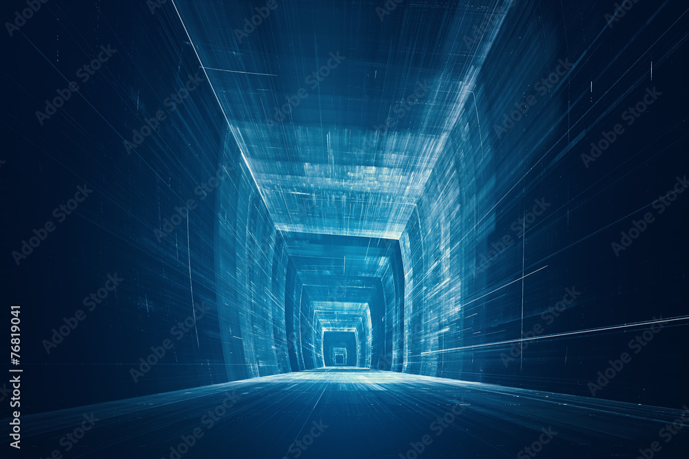 Canvas Prints 3d futuristic data tunnel