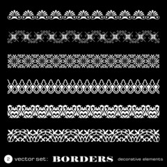 Decorative borders isolated on black background - set 2