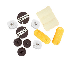 Group of junk food on a white background