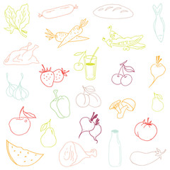 Obraz premium Seamless pattern-hand drawn food. Vector