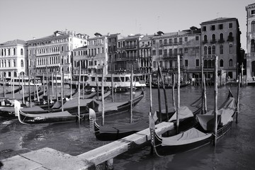 Grand Canal, Venice. Black and white.