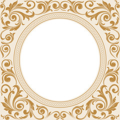 Round floral retro frame