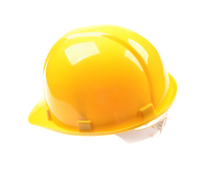 Fototapeta premium Yellow safety helmet on white background