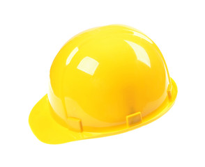 Yellow safety helmet on white background