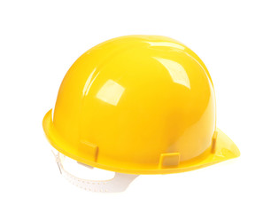 Yellow safety helmet on white background