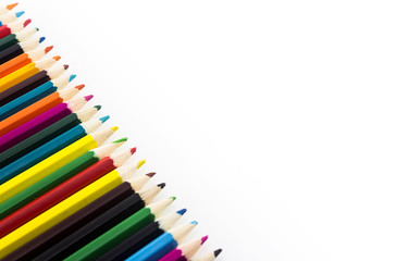 Colour pencils isolated on white background