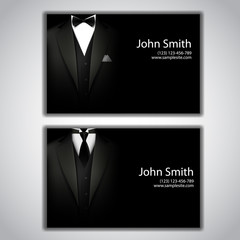 Business cards with elegant suit and tuxedo.