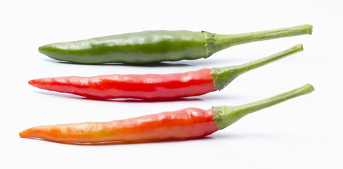 Red Green Chilli in White background