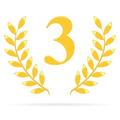 Lauriers 3 gold sur fond blanc