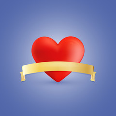 red heart and golden ribbon