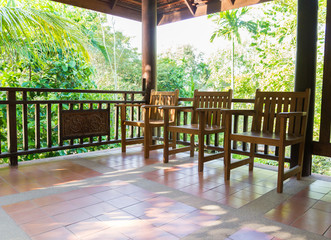 wooden chair on the balcony