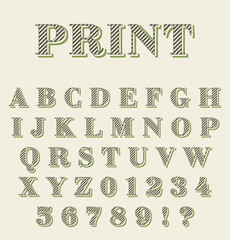 Print technique retro alphabet