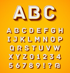 Vibrant colors retro 3d graphic alphabet