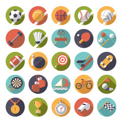 flat design sports and gymnastics vector icons set