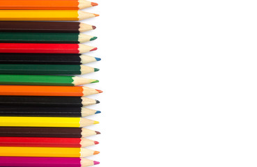 Colour pencils isolated on white background