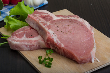 Raw t-bone steak