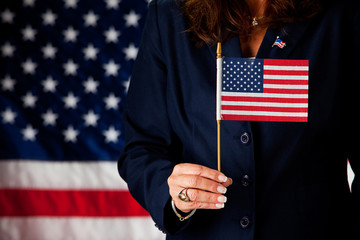 Politician: Holding a Small US Flag
