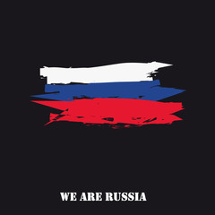 Russia Flag Hand Drawn With Text We Are Russia