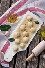 Dumplings with meat and dough pelmeni