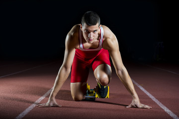 Athlete on the starting block