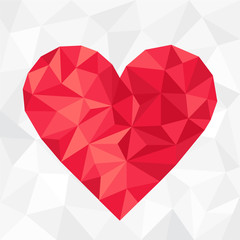 Polygonal red heart. Valentine's Day
