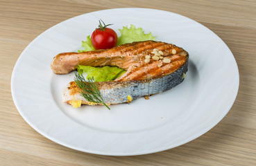 Grilled salmon steak