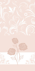 Ornamental pink banner with stylized roses