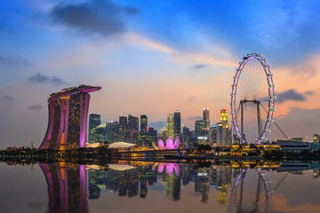 Foto op Canvas De stadshorizon van Singapore in Marina Bay © Noppasinw