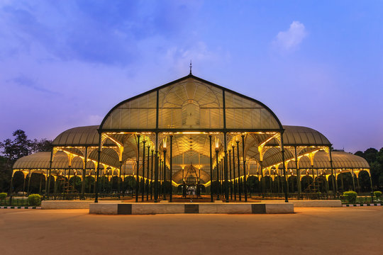 night scene of Lalbagh park in Bangalore City, India