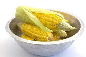 Fresh corn isolated on white background