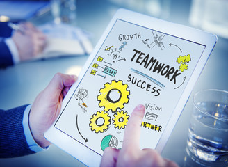 Teamwork Team Together Collaboration Technology Browsing Concept