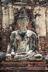Meditating Buddha statue, Autthaya, Thailand.