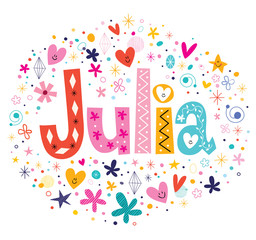 Julia female name decorative lettering type design - obrazy, fototapety, plakaty