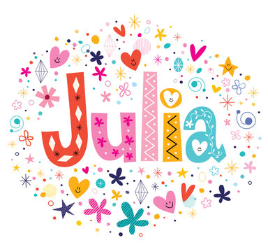 Julia female name decorative lettering type design