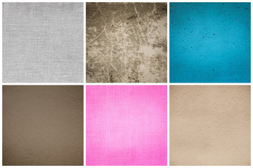 Old Vintage Papers Texture Set Blue, Pink, Grey, Brown