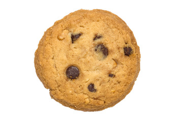 Chocolate chips cookie isolated white background