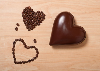 coffee and chocolate hearts