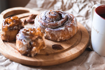 cinnabon with coffee