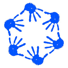 Conceptual children painted hand print isolated