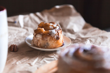 cinnabon with coffee