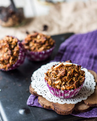 vegan oat muffins with dried fruits and nuts