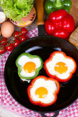 Eggs fried in a pepper